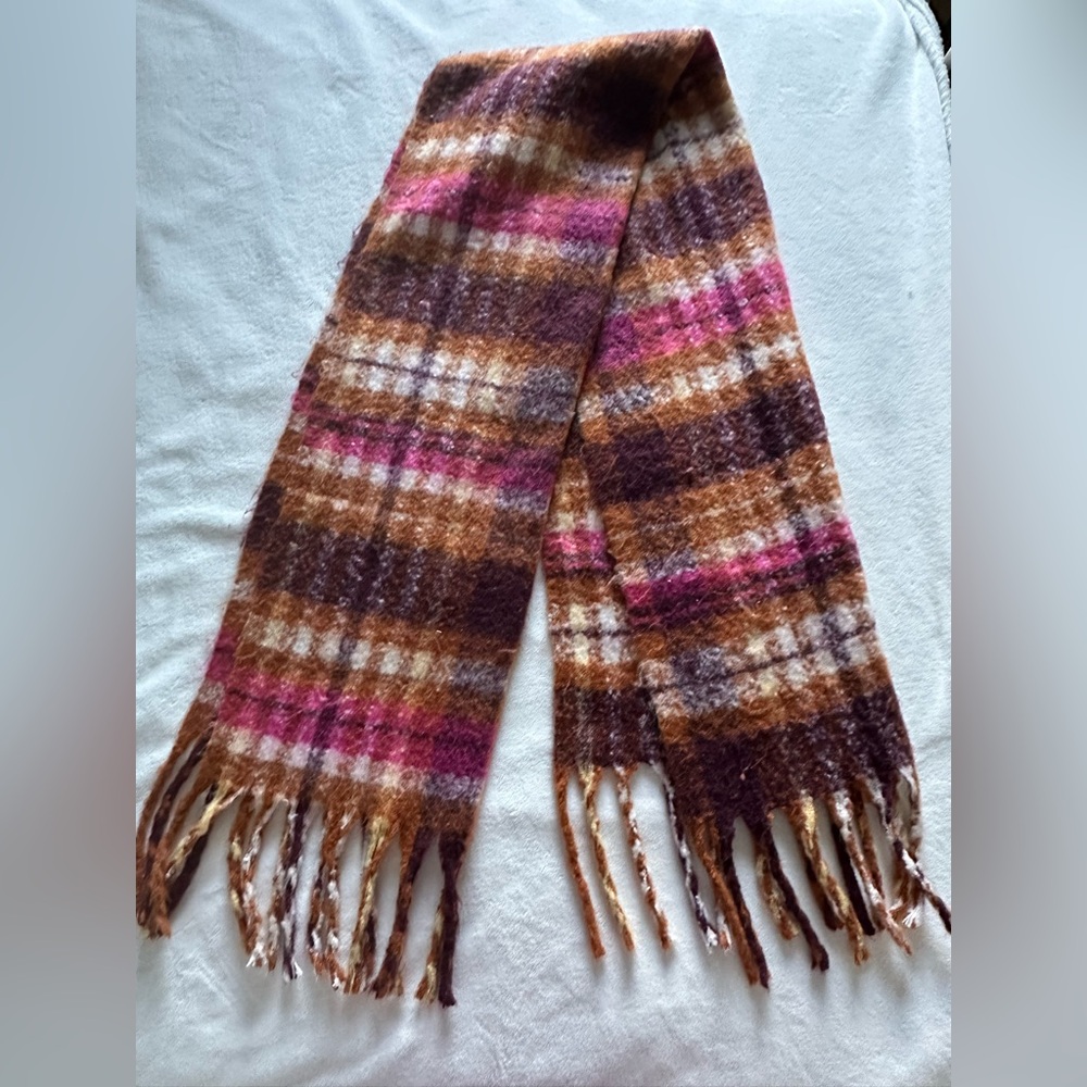 Aerie Multicolor Plaid Fringe Scarf